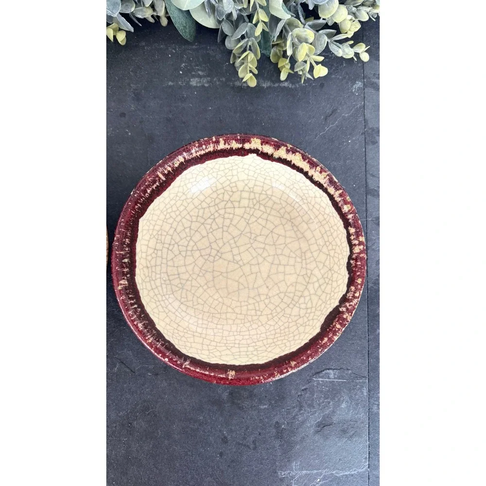 Two Pier‎ 1 Crackle Collection cereal bowl red discontinued vintage pottery